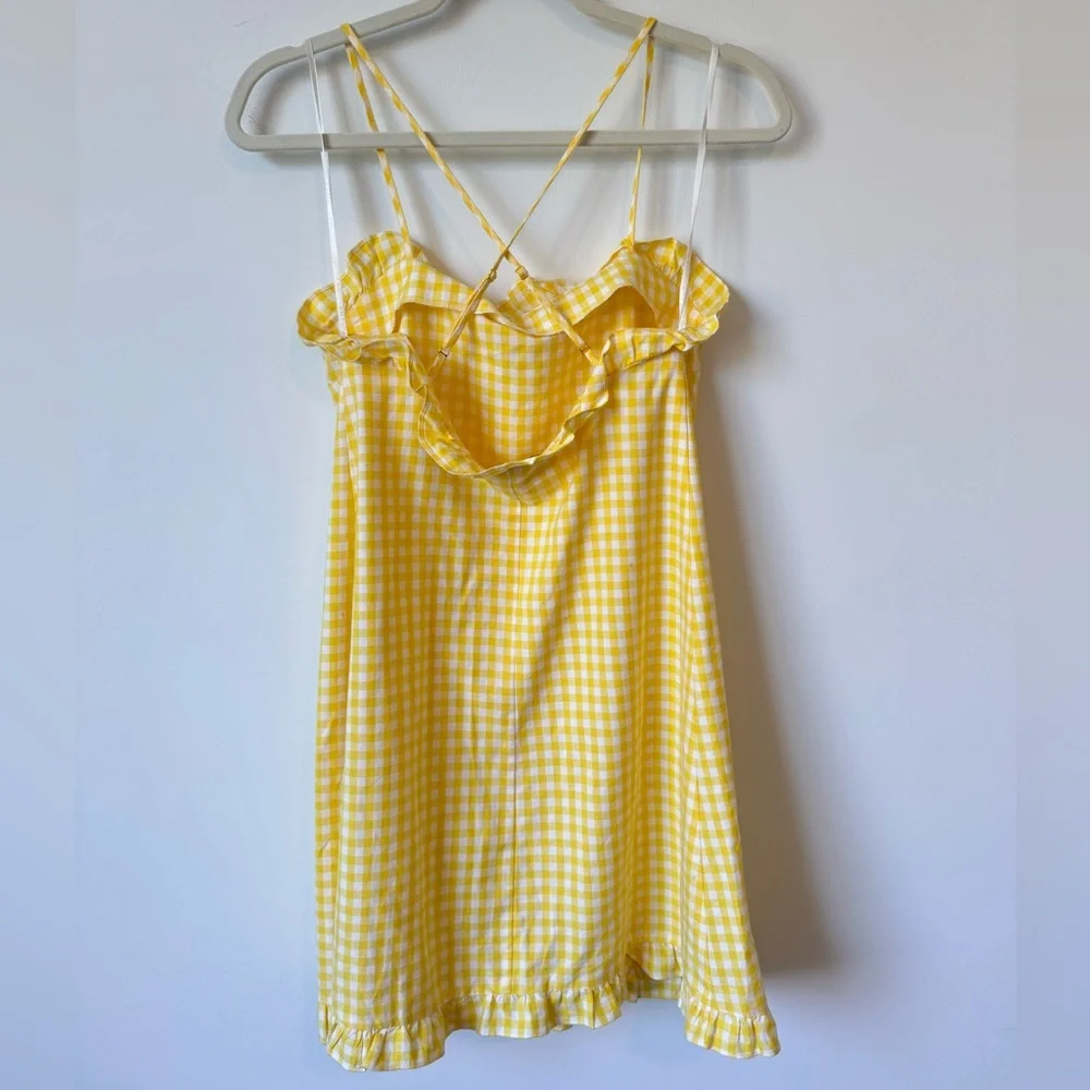 Amanda Uprichard Crete Yellow Gingham Dress - Size P - Picture 7 of 10
